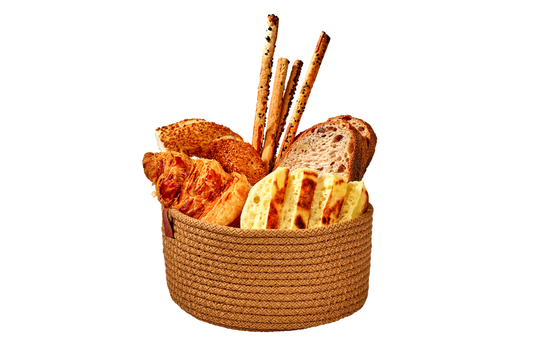 Yılbaşı Yeşil Yuvarlak Ekmek Sepeti Şık,Ekmeklik Hasır Örmeli Makrome-Çok Amaçlı Metal Paslanmaz