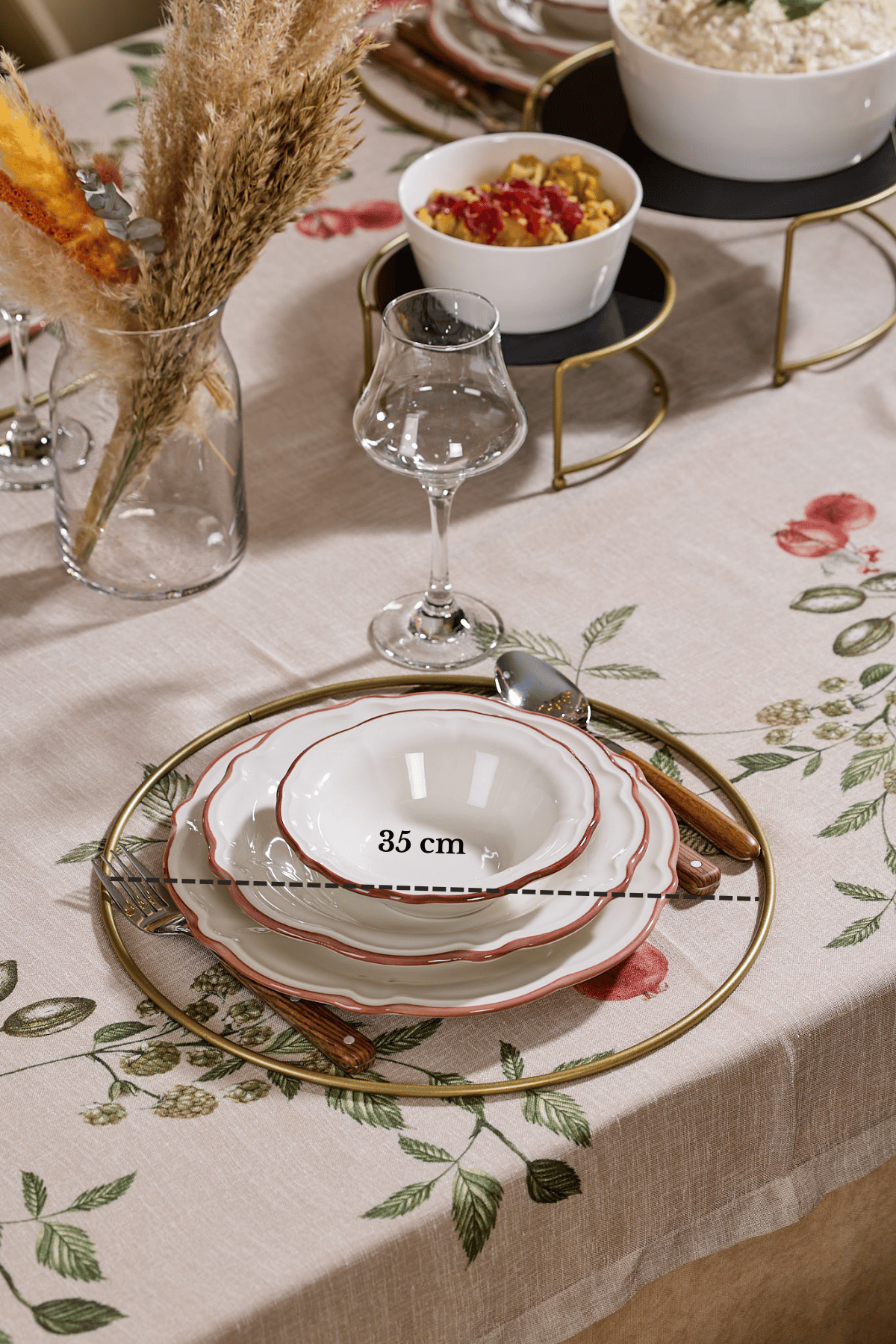 12-Piece Matte Gold Round Charger Plate Placemat Hollow Stainless Steel Runner