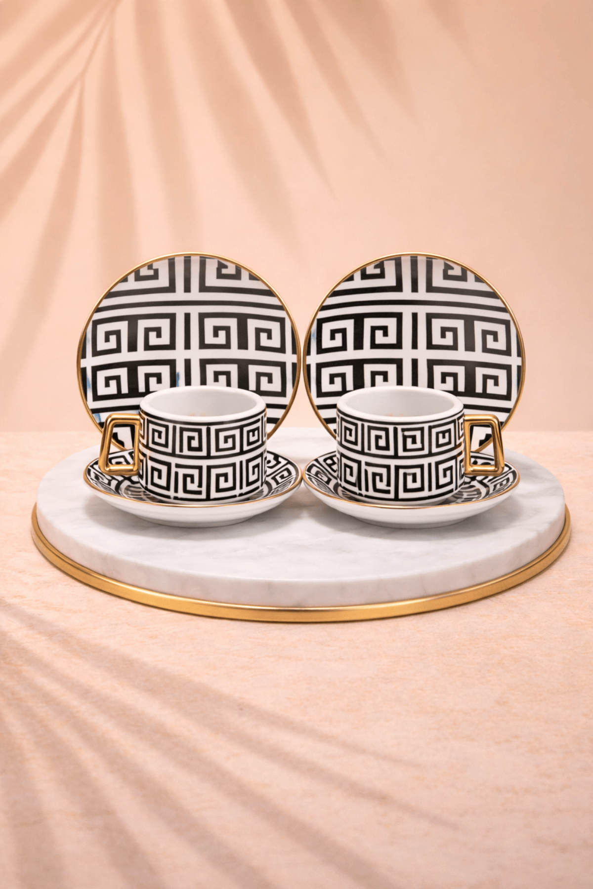 2 Kişilik Gold Detaylı,Dekoratif Desenli Türk Kahvesi Fincan Takımı, Hediyelik Set