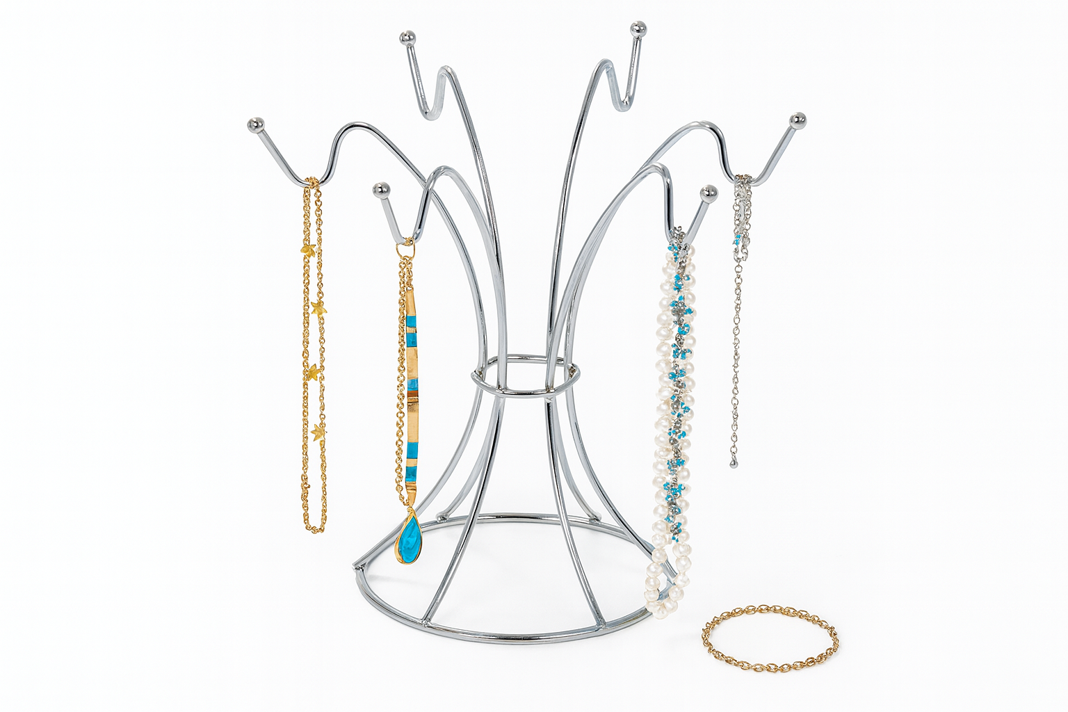 Silver Jewelry Stand, Jewelry Stand, Bracelet, Bracelet, Necklace Set, Rosary Holder Organizer Gift-Metal Stainless