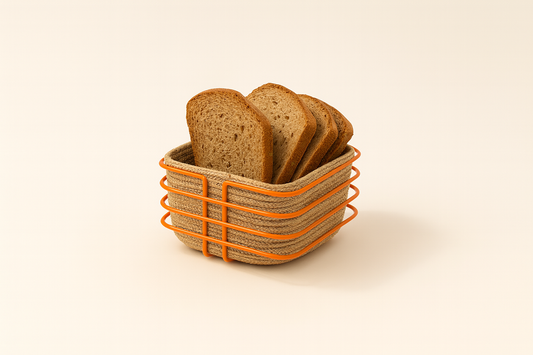 Orange Oval Cornered Square Bread Basket Stylish,Bread Basket Wicker Knitted Macrame-Multipurpose Metal Stainless