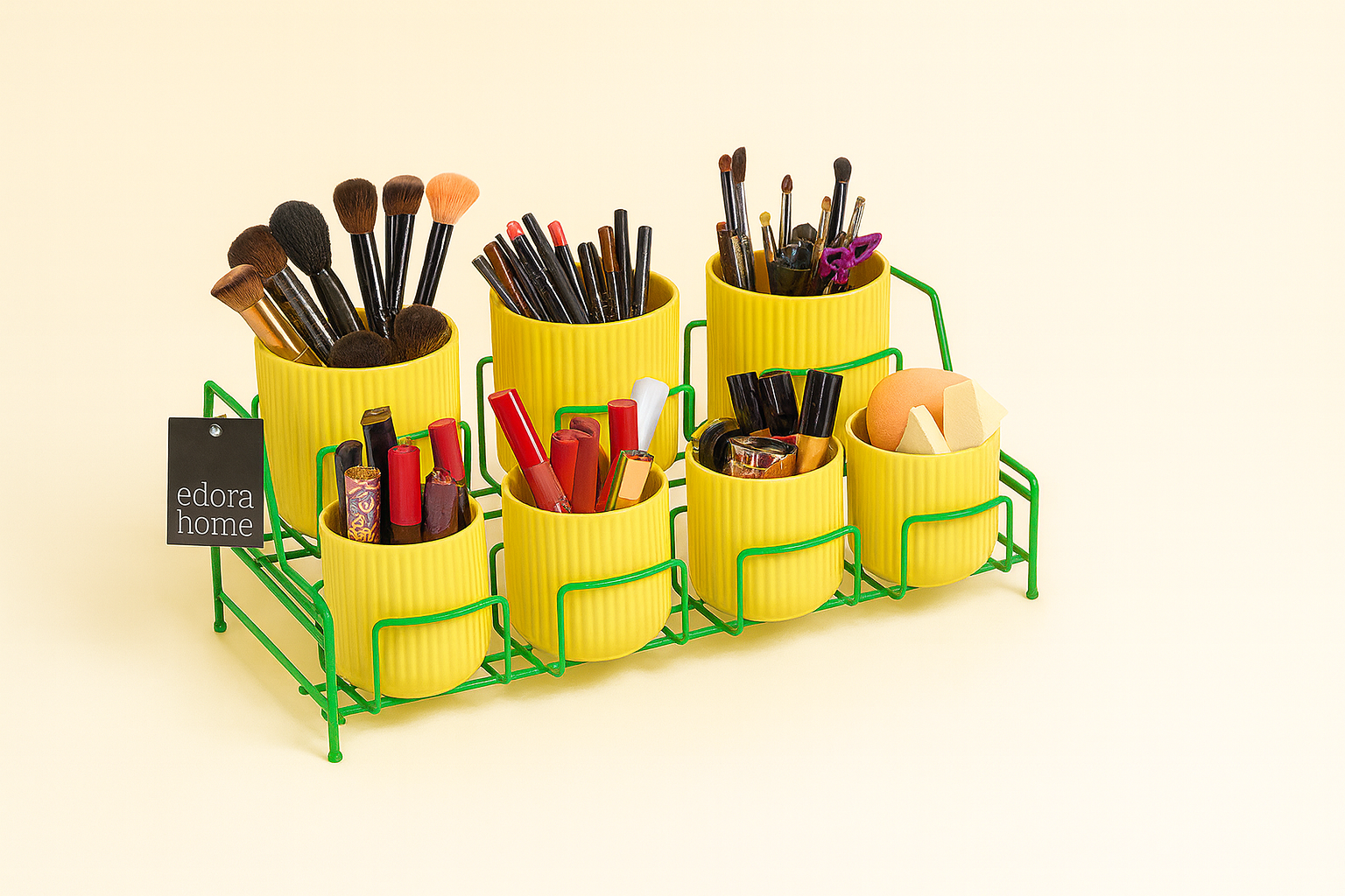 Green Makeup And Cosmetic Tabletop Organizer,Multipurpose Bathroom Organizer 7 Compartments-Metal Stainless