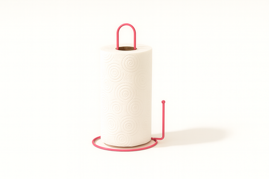 Pink Upright Paper Towel Holder Standard And Oversized Roll Compatible Napkin Holder Kitchen Bathroom - Metal Stainless