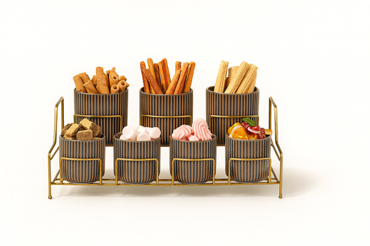 Gold 7 Compartment Multi-purpose Lid Organizer Countertop Standing,Kitchen Organizer-Metal Stainless Steel