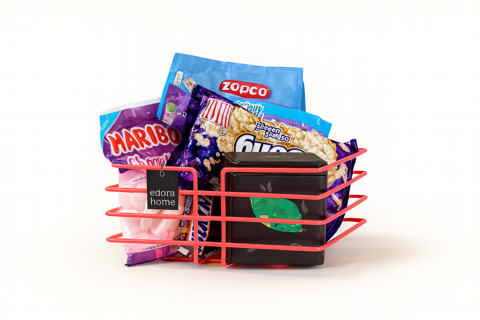Pink Multipurpose Oval Corner Square Basket, Snack Storage Basket Organizer-Metal Stainless Steel