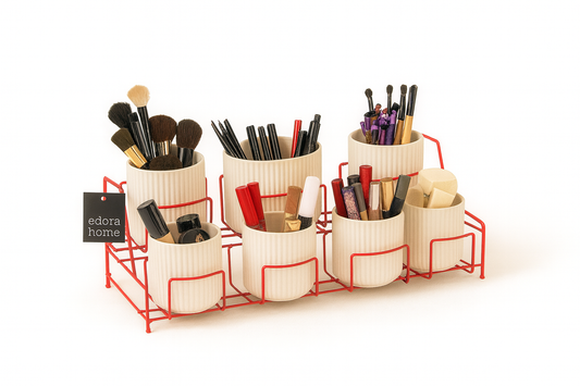 Pembe Makyaj Ve Kozmetik Masa Üstü Organizer, Çok Amaçlı Düzenleyici 7 Bölmeli