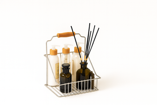 Silver Ahşap Kulplu Retro Sepet, Şık Çok Amaçlı Düzenleyici Organizer