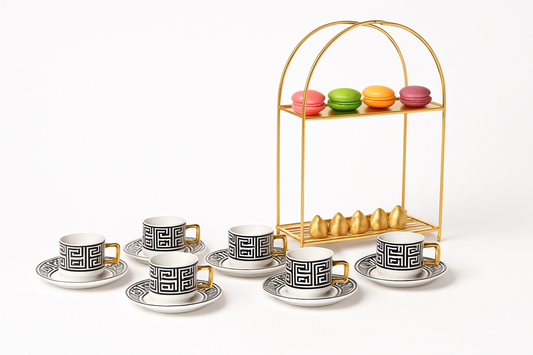 Türk Kahve Fincanı Dekoratif Desenli 6 Kişilik 12 Parça