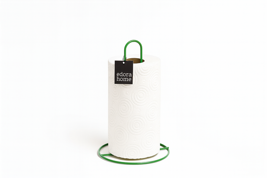 Green Upright Paper Towel Holder Standard And Oversized Roll Compatible Napkin Holder Kitchen Bathroom - Metal Stainless