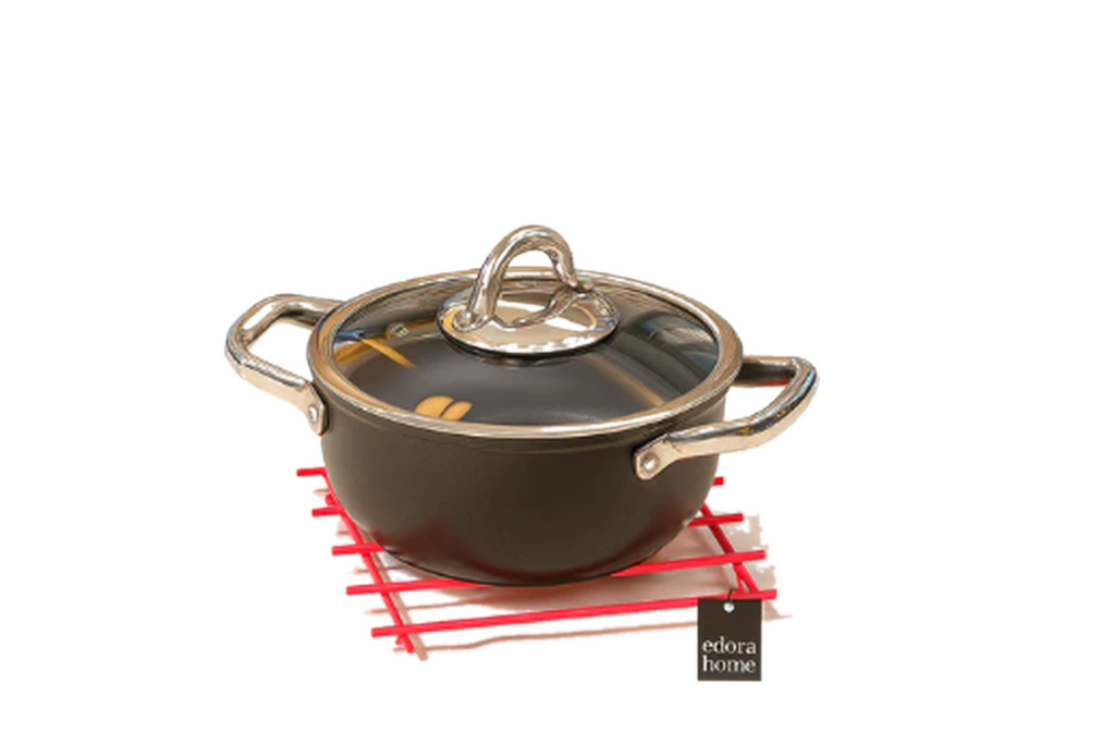 Kırmızı Düz Çubuklu Nihale, Tezgah Üstü Altlık - Metal Paslanmaz