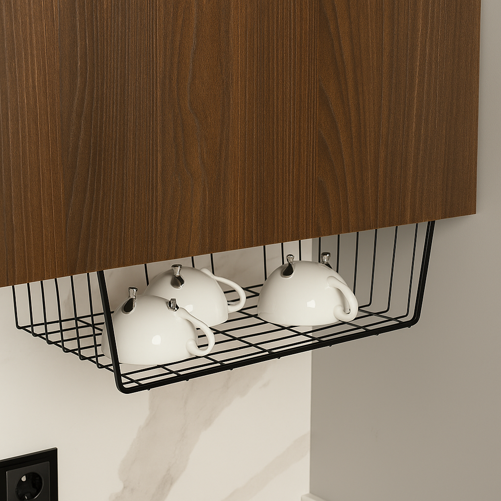 Siyah Raf Altı Kanguru Sepet, Çok Amaçlı Düzenleyici Organizer , Bardak Rafı