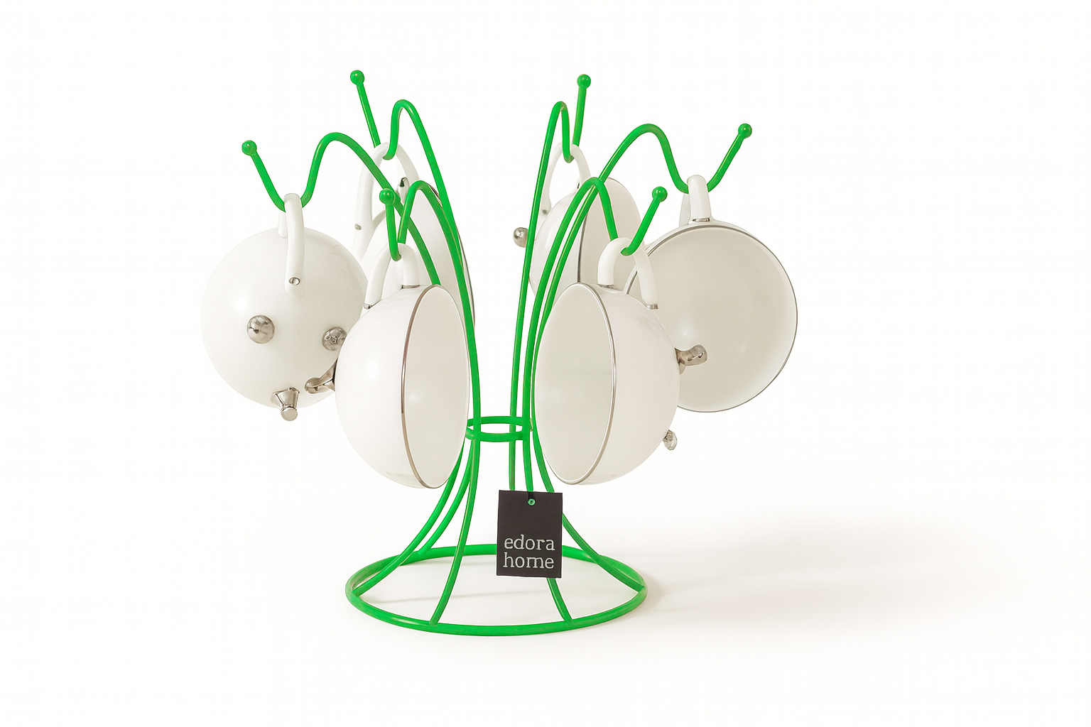 Yeşil 6 Kancalı Bardak Askılık, Kupa, Fincan Kancalı Mutfak Set Üstü Düzenleyici