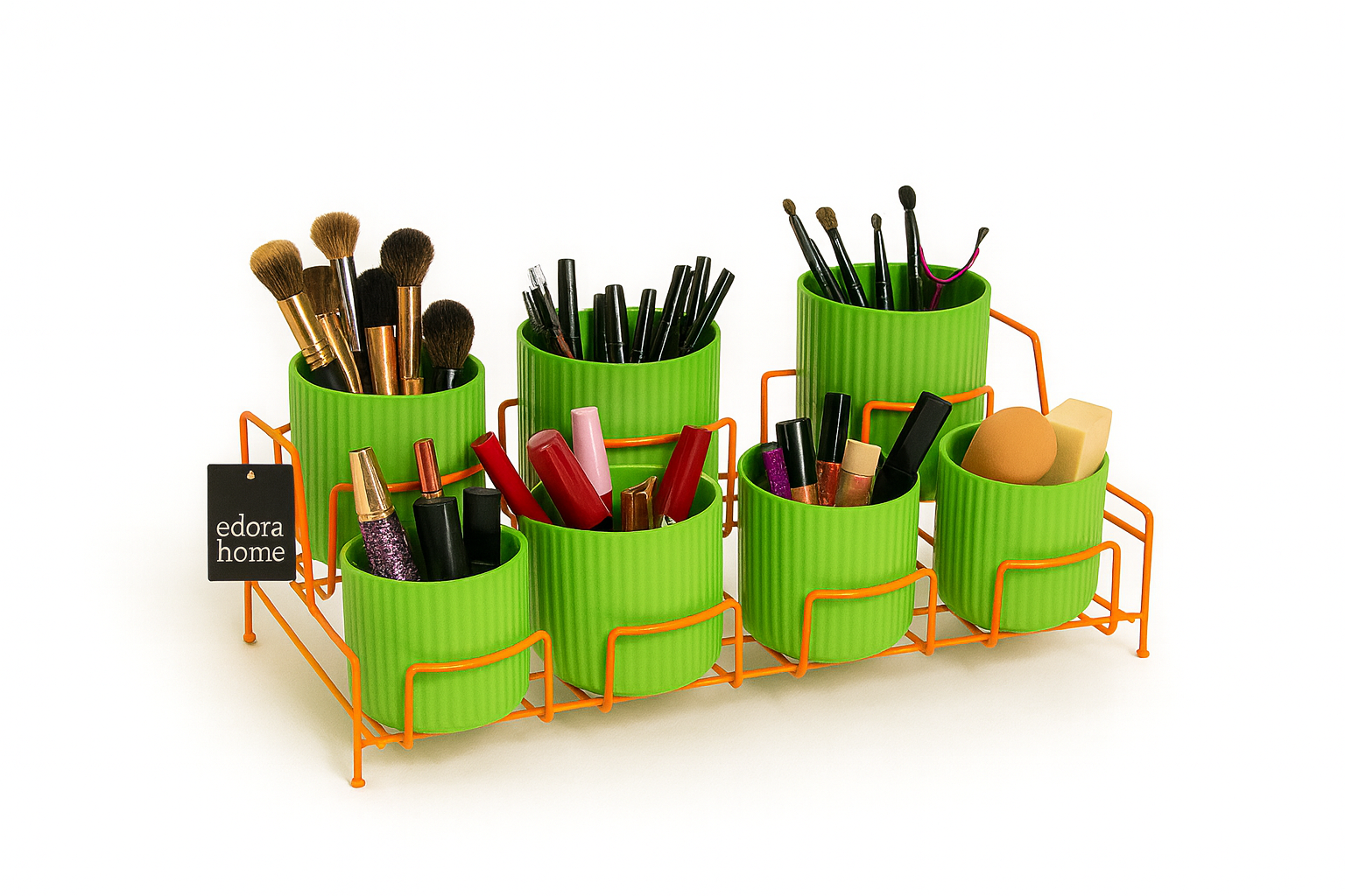 Yeşil Makyaj ve Kozmetik Masa Üstü Organizer, Çok Amaçlı Düzenleyici 7 Bölmeli