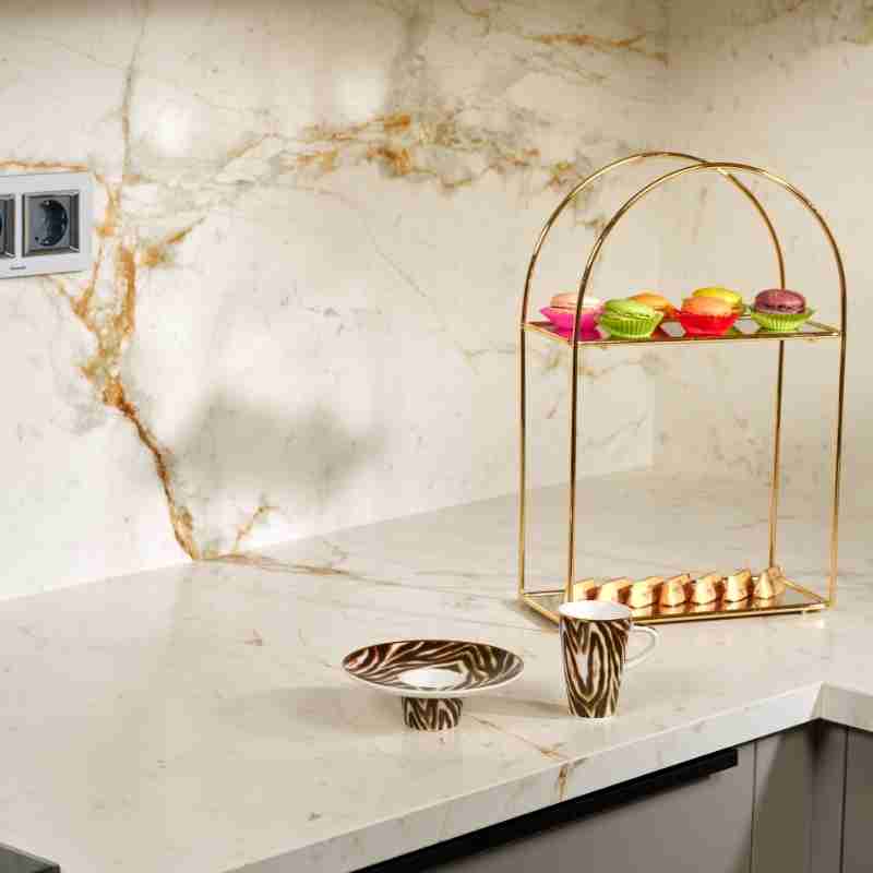 Altın Renk Metal İkramlık Sunum Standı 2 Katlı – Kahve Yanı Atıştırmalık, Servis Organizeri