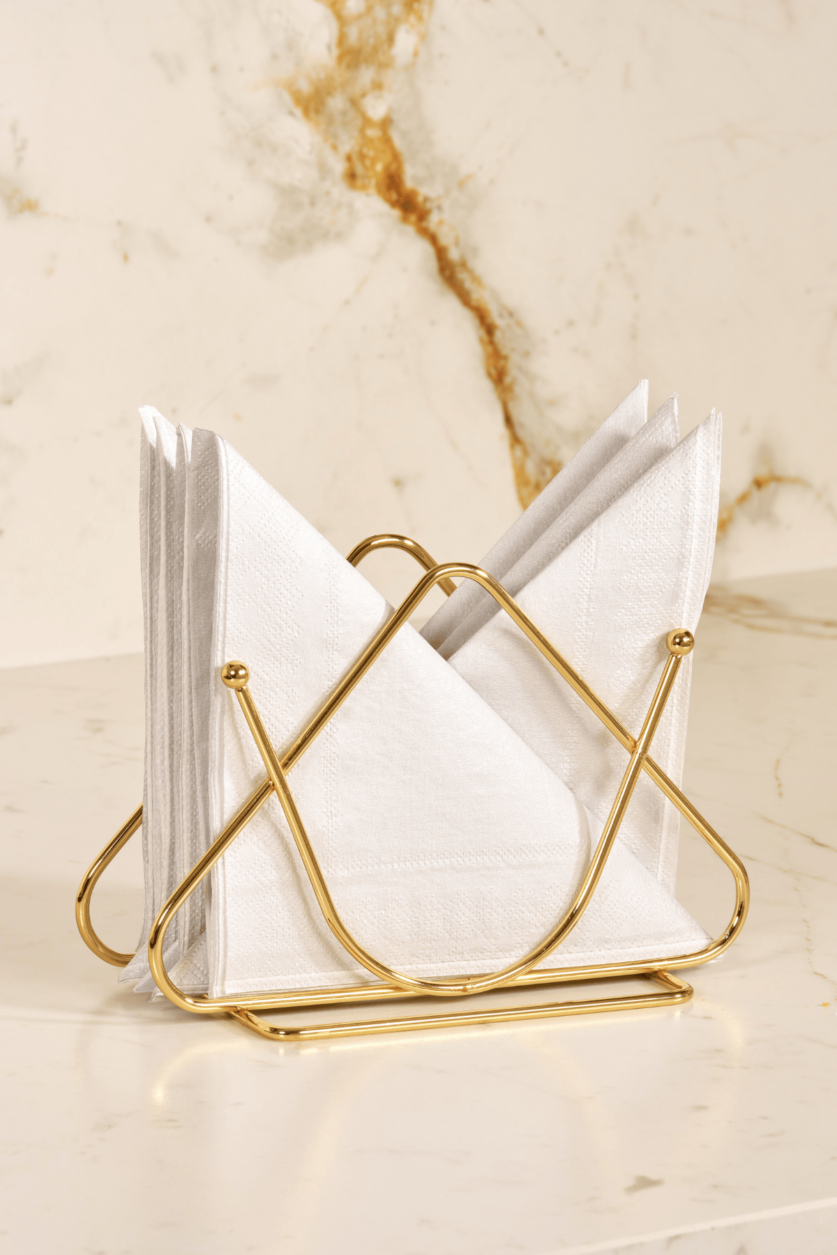 Altın Renk Dekoratif masaüstü şık Peçetelik, Cafe & Restoran & Otel pratik kullanım amaçlı peçete standı