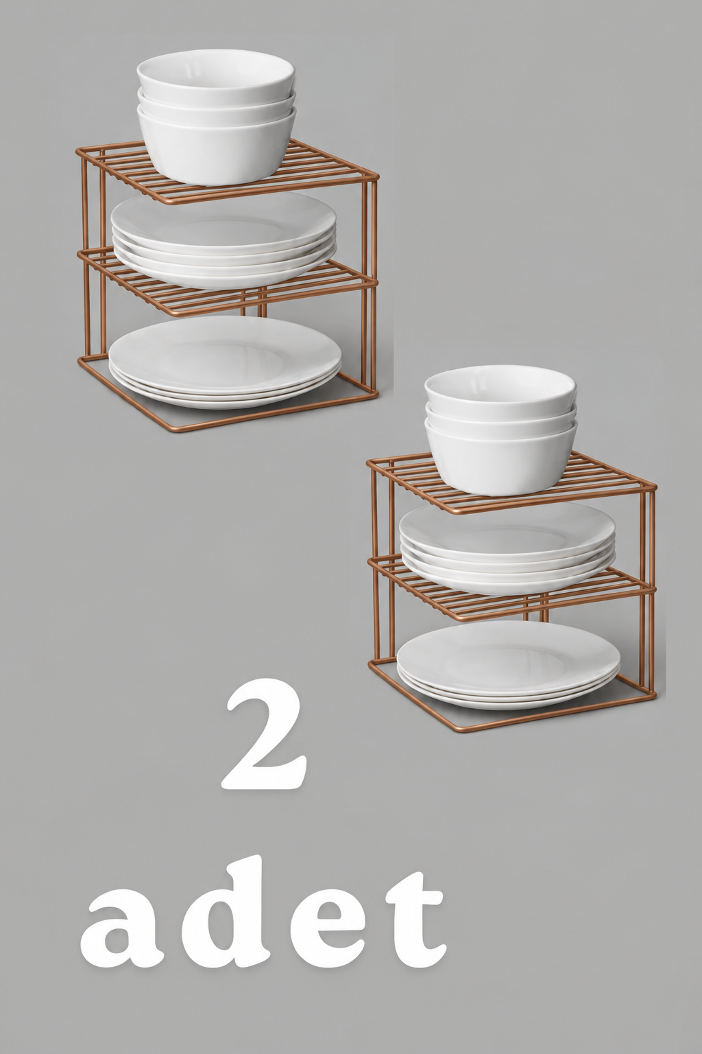 EDORA HOME 2'li Mat Rose 3 Katlı Dolap İçi Tabaklık Bardaklık Mutfak Düzenleyici Raf Paslanmaz Metal, Çok Al Az Öde