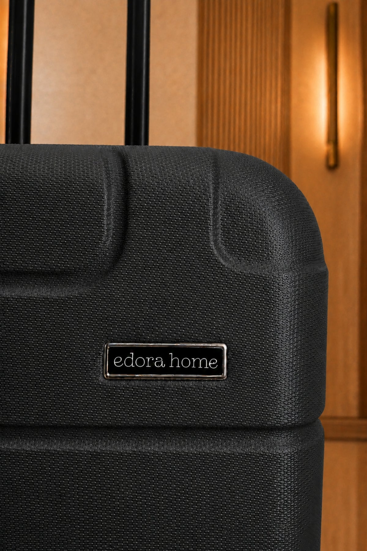 Edora Home Dayanıklı ABS 3'lü Valiz Seti Siyah Kabin (Küçük) Orta Büyük Boy Bavul 360° Döner 8 Tekerlekli Hafif Garantili