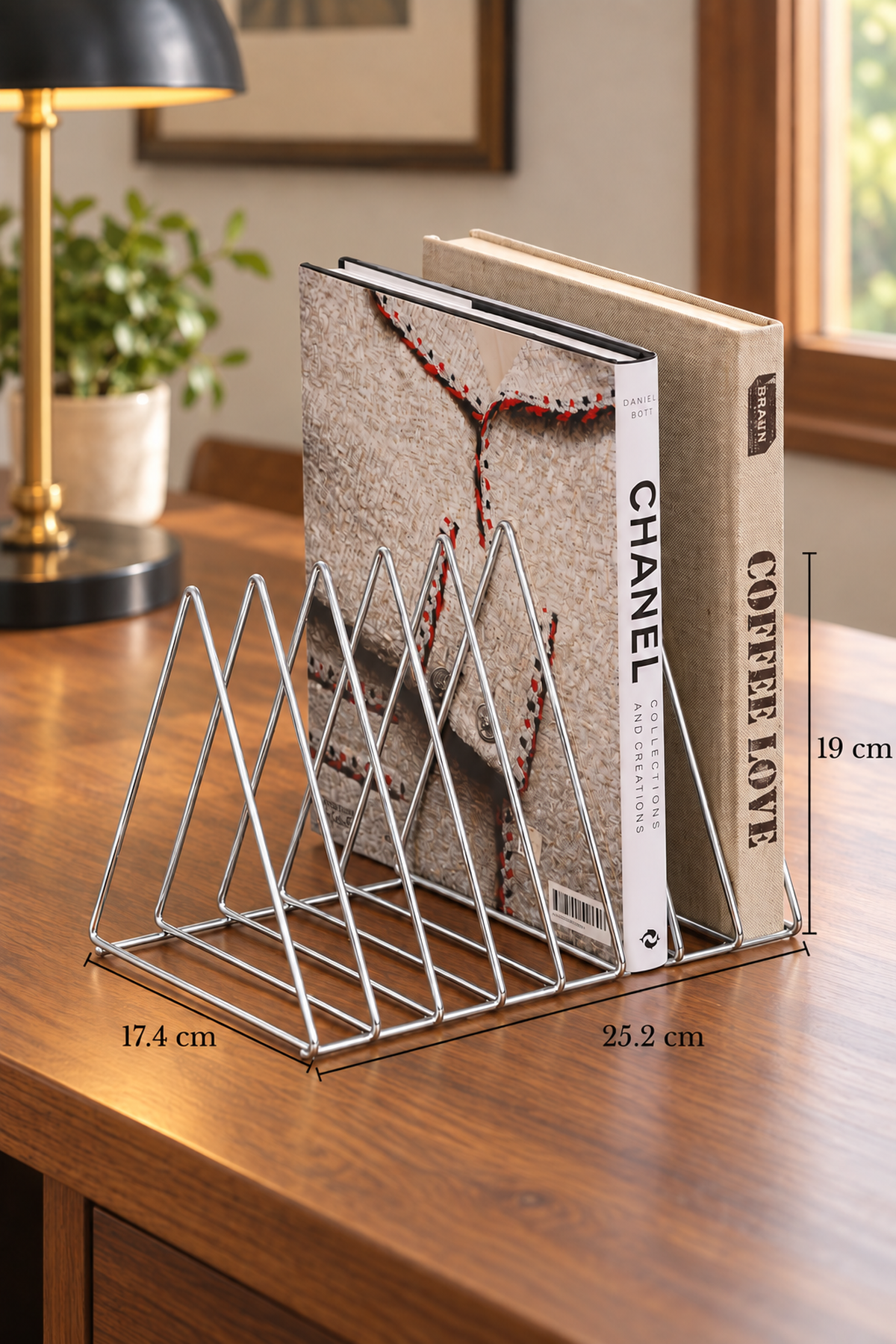 Parlak Silver Masa Üstü Kitap Düzenleyici Ofis Salon Organizer