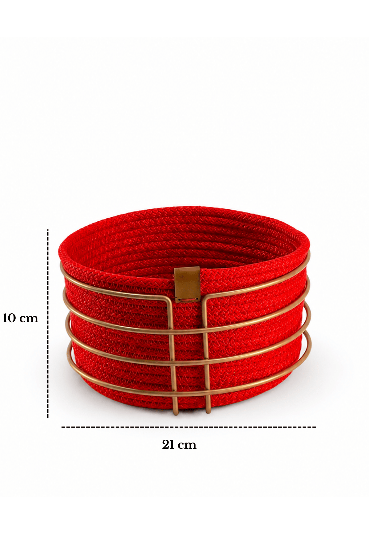 Edora Home Rose Yuvarlak Ekmek Sepeti, Ekmeklik Sunum Sepeti, Kırmızı Makrome Çok Amaçlı Paslanmaz Metal