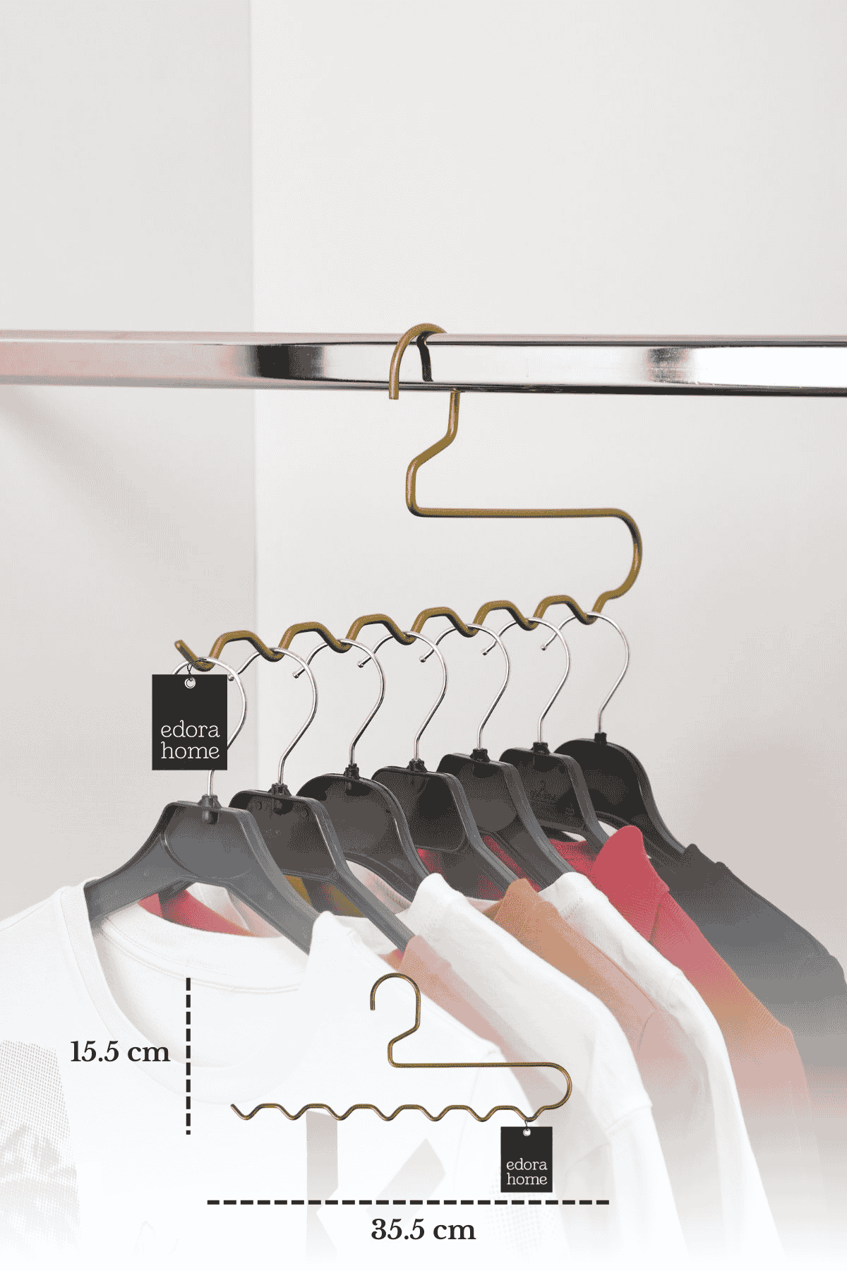 5'li Mat Gold Zigzag Askı Pantolon Şal Eşarp Kemer Askılığı Dolap İçi Organizer