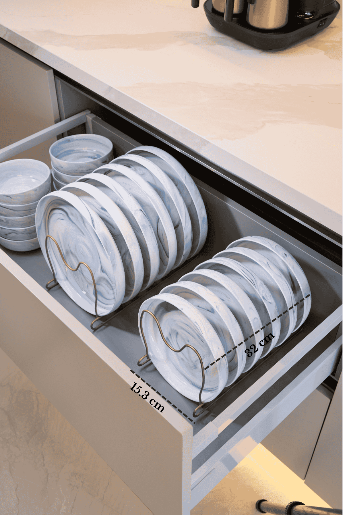 Mat Gold 6 Bölmeli Tava Tencere Kapak Düzenleyici Çekmece İçi Organizer Paslanmaz Metal