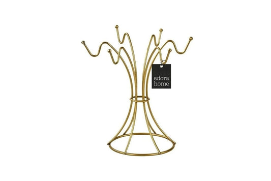 Gold 6 Kancalı Bardak Askılık, Kupa, Fincan Kancalı Mutfak Set Üstü Düzenleyici - Metal Paslanmaz