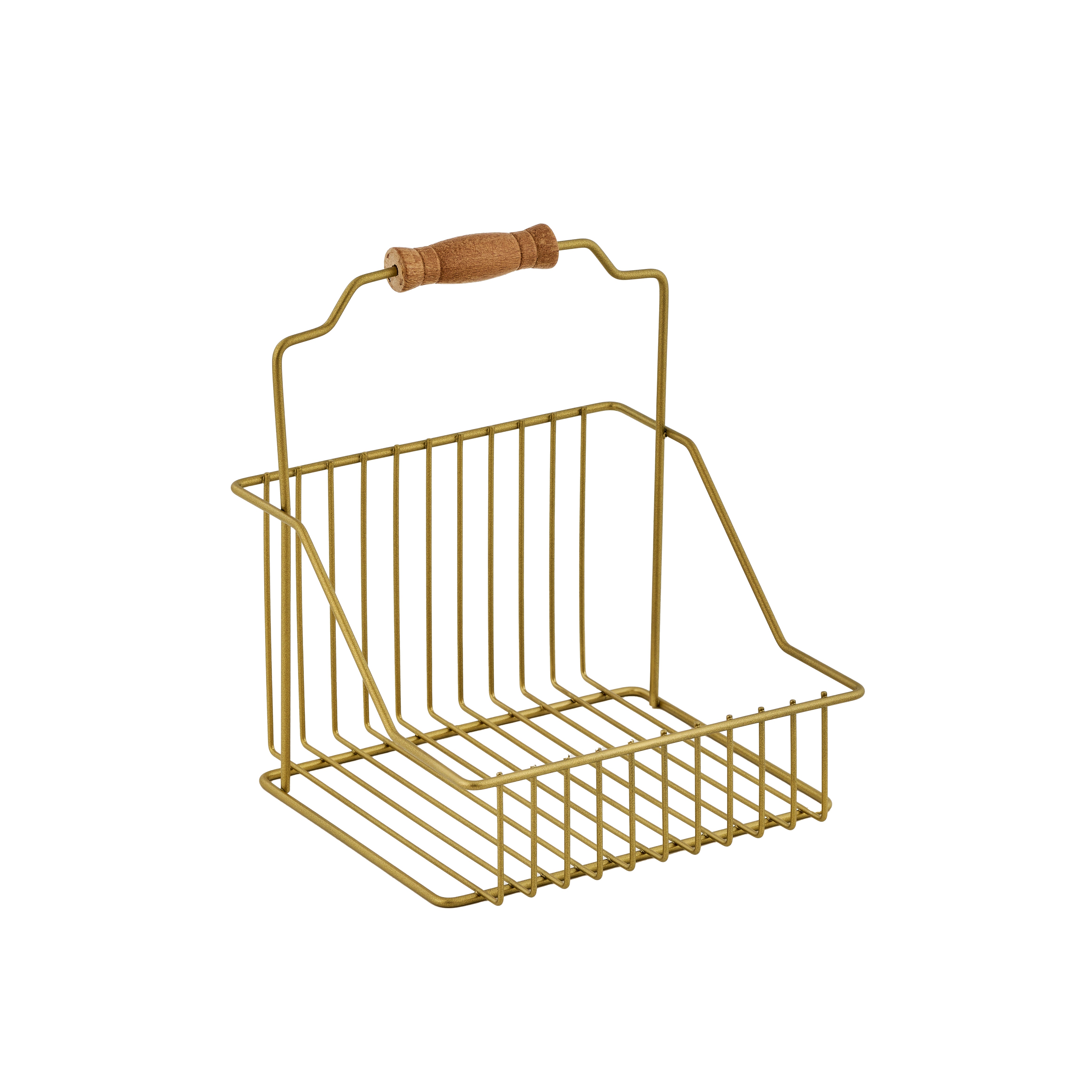 Mat Gold Ahşap Kulplu Retro Sepet Çok Amaçlı Düzenleyici Organizer