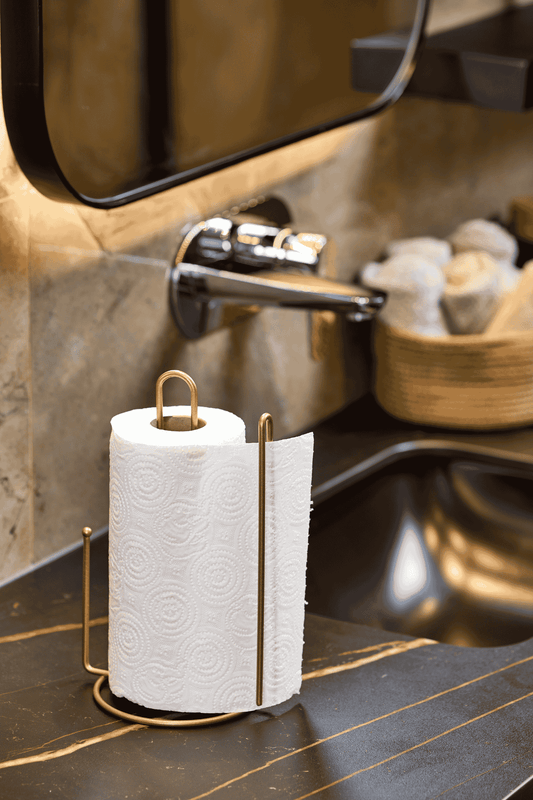 Gold Ayraçlı Kağıt Rulo Havluluk 25 Cm Peçetelik , Modern Mutfak Ergonomik Tasarım - Metal Paslanmaz