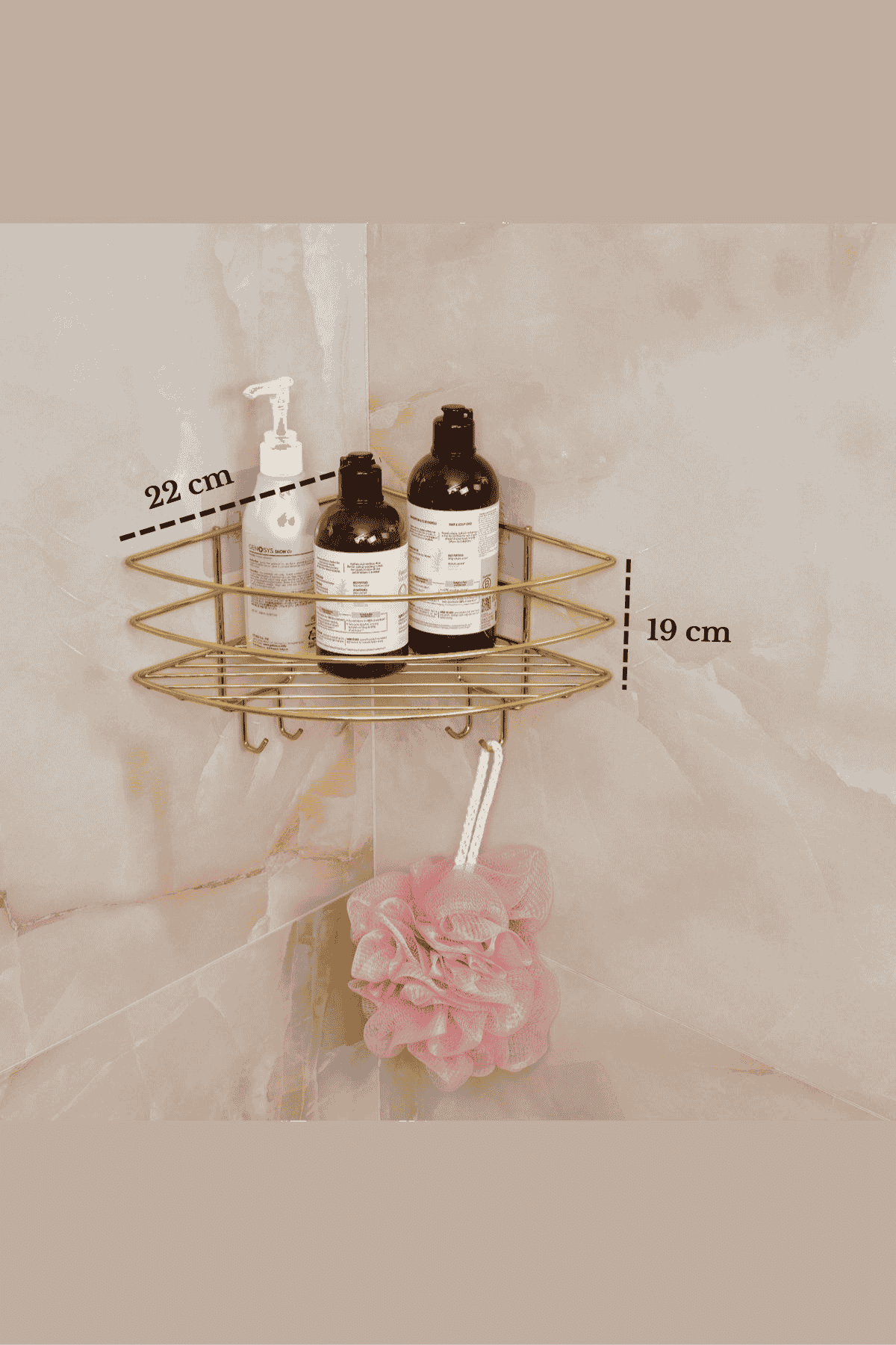Matte Gold Adhesive Corner Shelf Organizer Shower Shampoo Holder Bathroom Shelf Stainless Metal