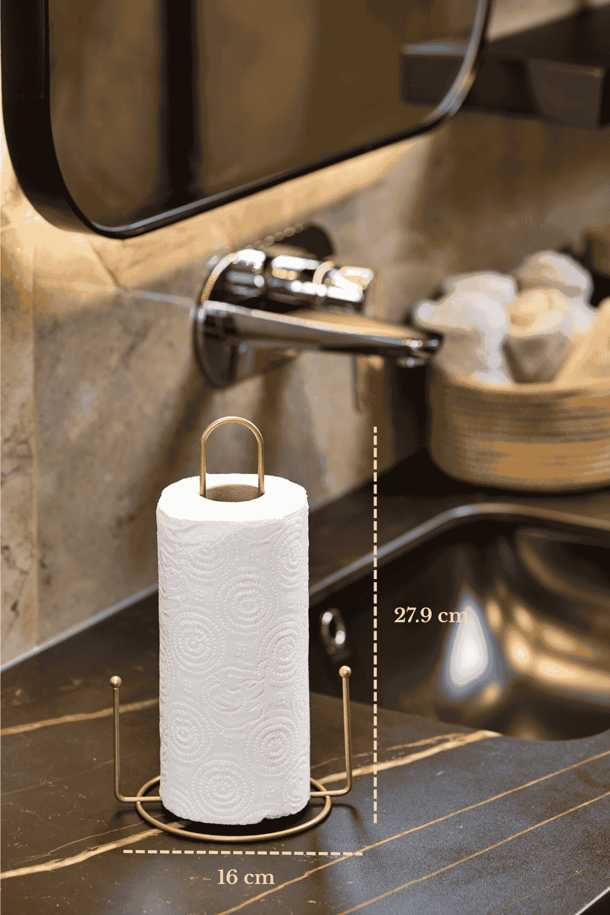 Mat Gold Misketli Kağıt Havluluk Rulo Havluluk Peçetelik Mutfak Banyo Paslanmaz Metal