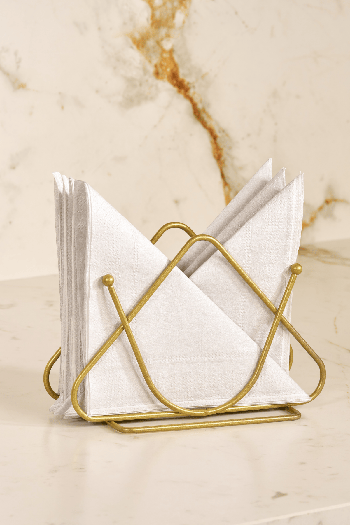 Gold Renk Dekoratif masaüstü şık Peçetelik, Cafe & Restoran & Otel pratik kullanım amaçlı peçete standı