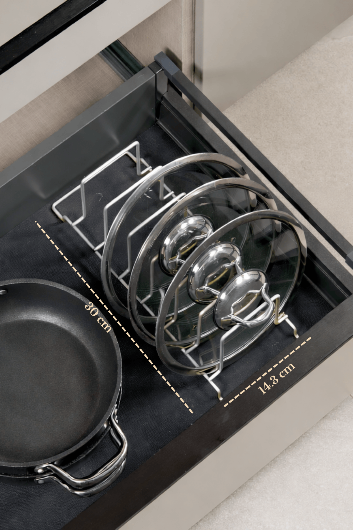 Mat Gümüş Tava Tencere Düzenleyici Çekmece İçi Organizer Yer Tasarruflu