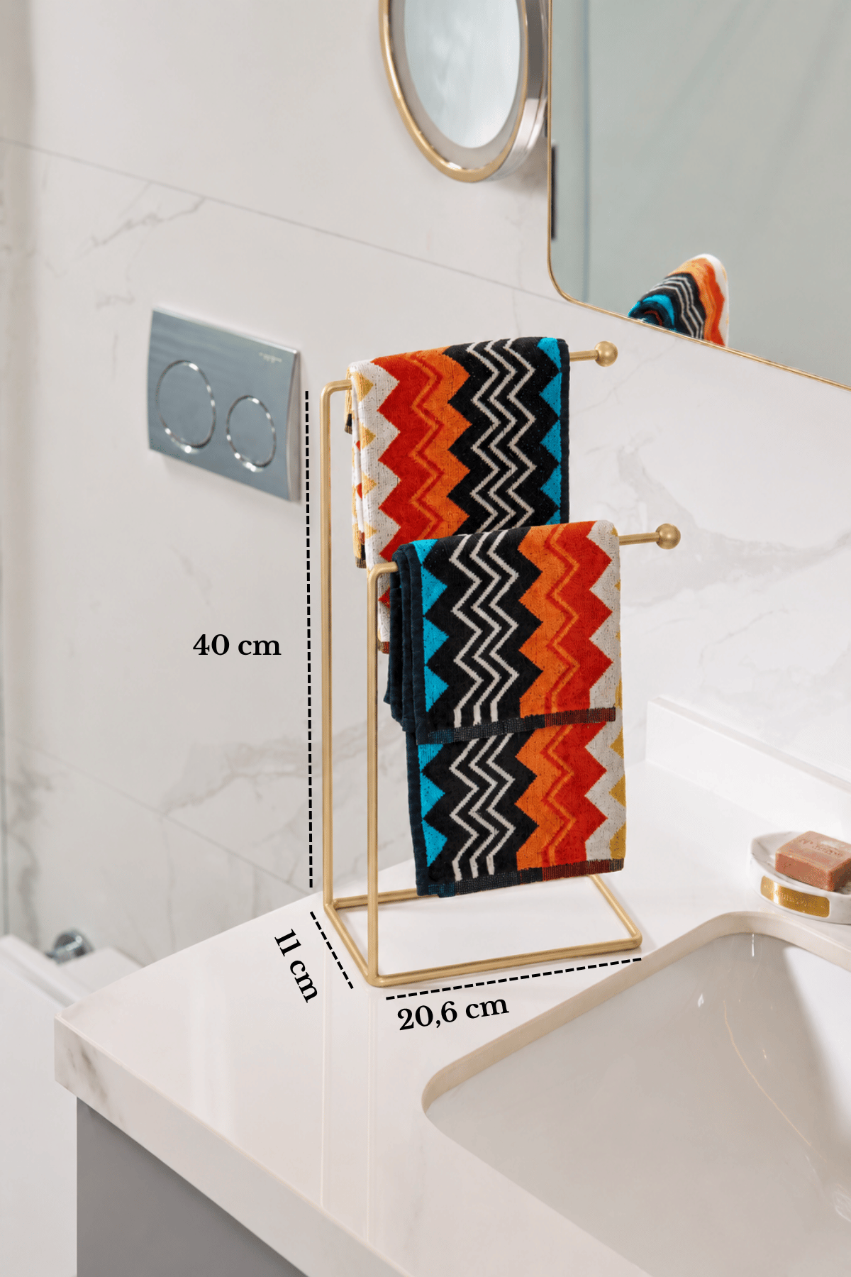 Mat Gold 2 Kollu Banyo Tezgah Üstü Havluluk Standı, Montaj Gerektirmez Havlu Askılığı