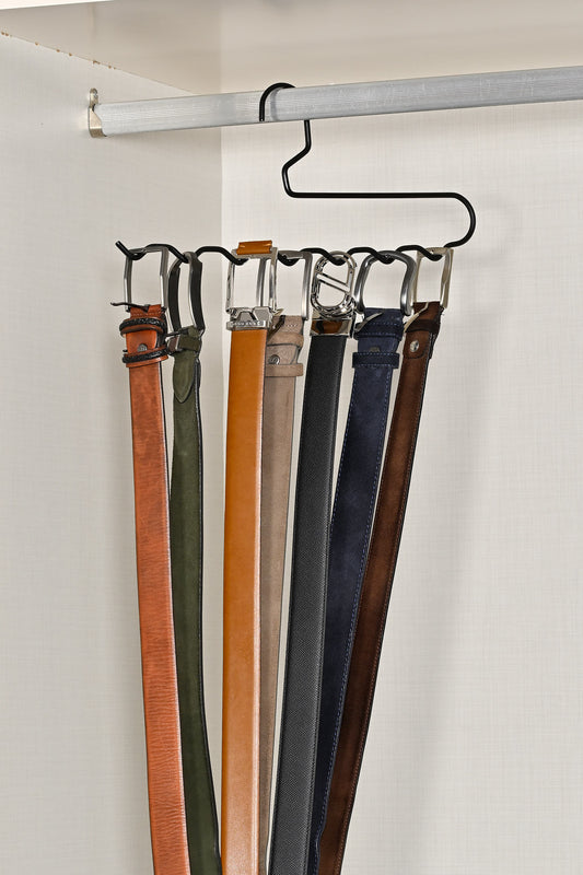 Mat siyah 5’li dolap içi zigzag metal askı – pantolon, şal, eşarp ve kemer düzenleyici