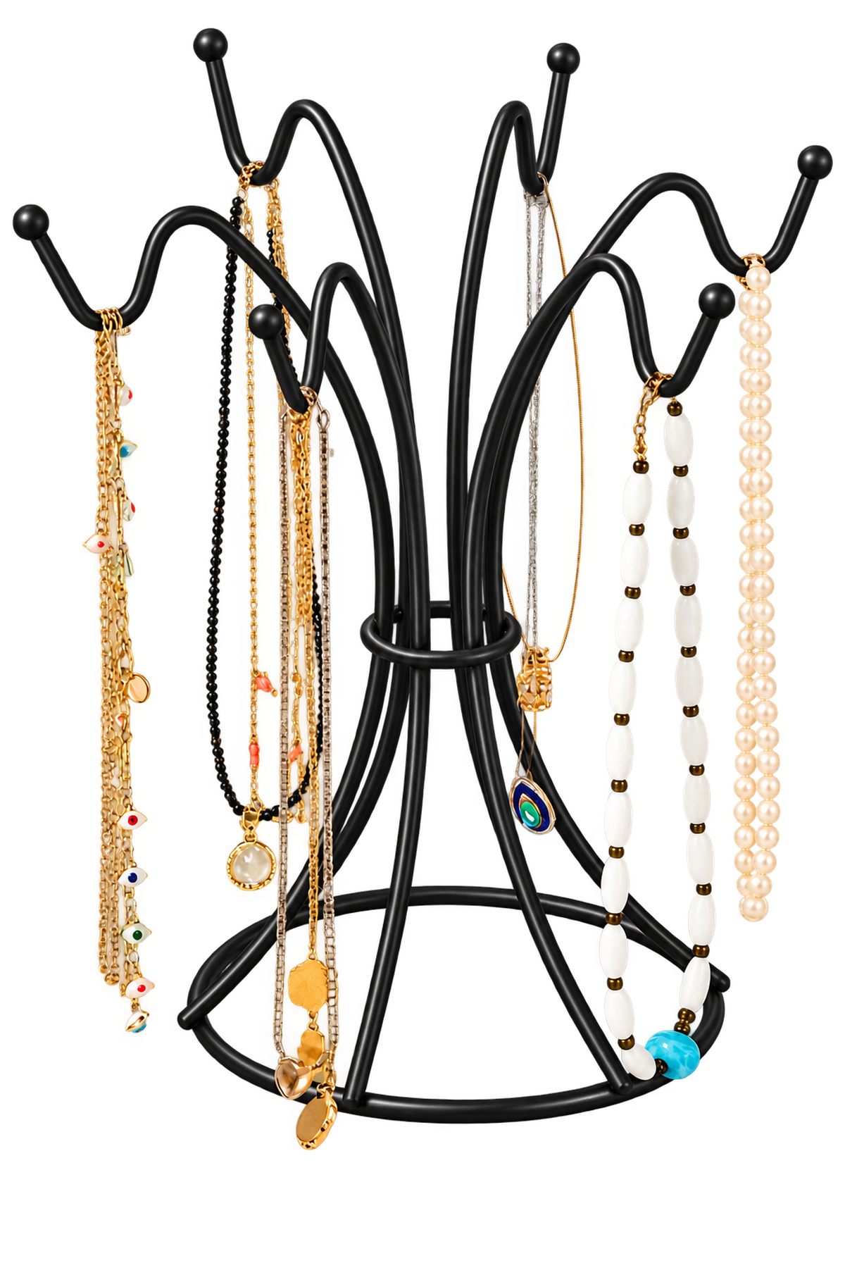 Matte Black Jewelry Stand Necklace Bracelet Rosary Organizer Stainless Metal
