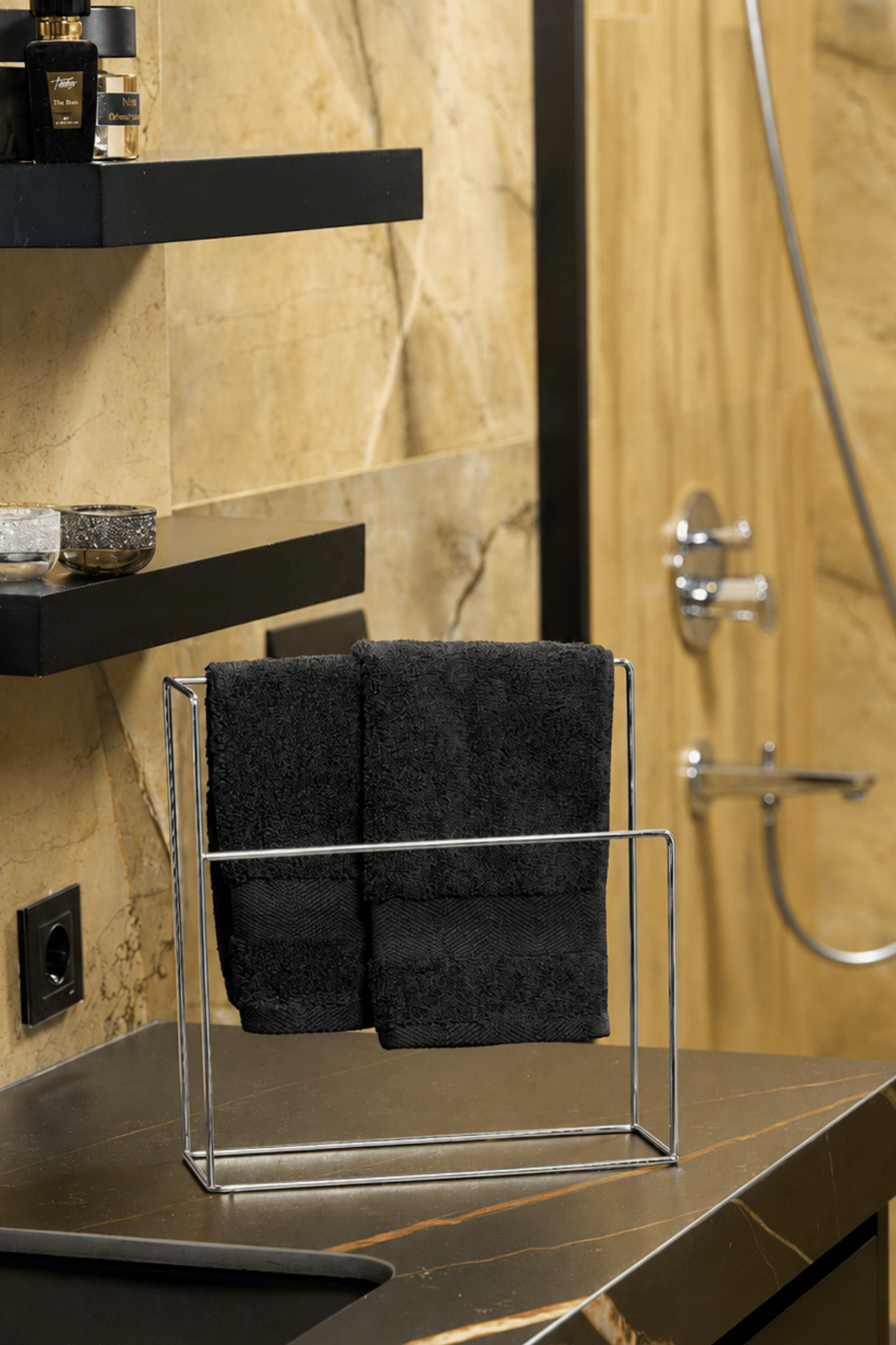 Parlak Silver Renk Çok Amaçlı Tezgah Üstü Mutfak & Banyo Havluluğu | Modern Havlu Askılığı