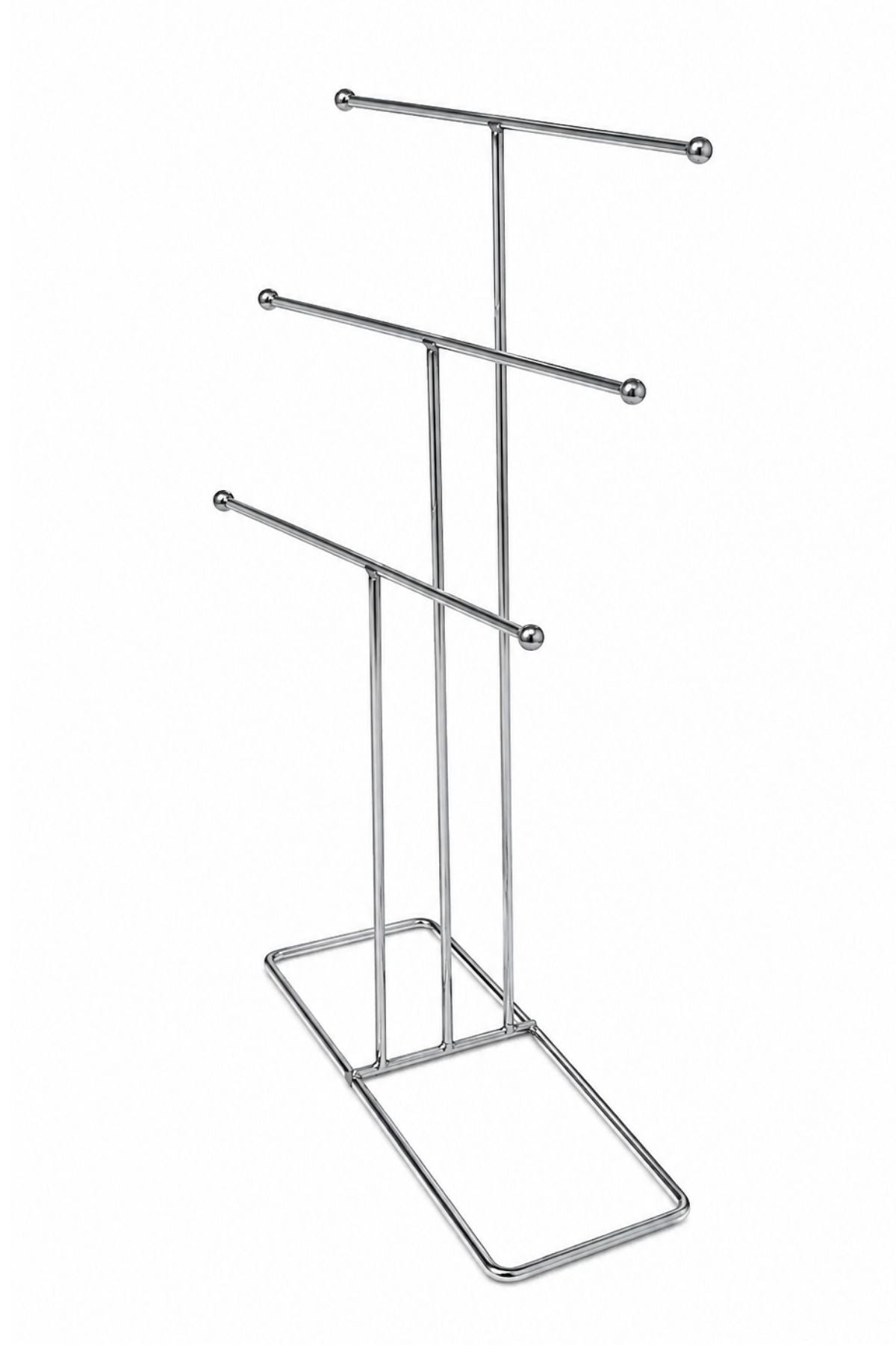 Parlak Silver 6 Kollu Metal Takı Standı - Kolye, Küpe, Bileklik Düzenleyici Masaüstü Takı Organizeri