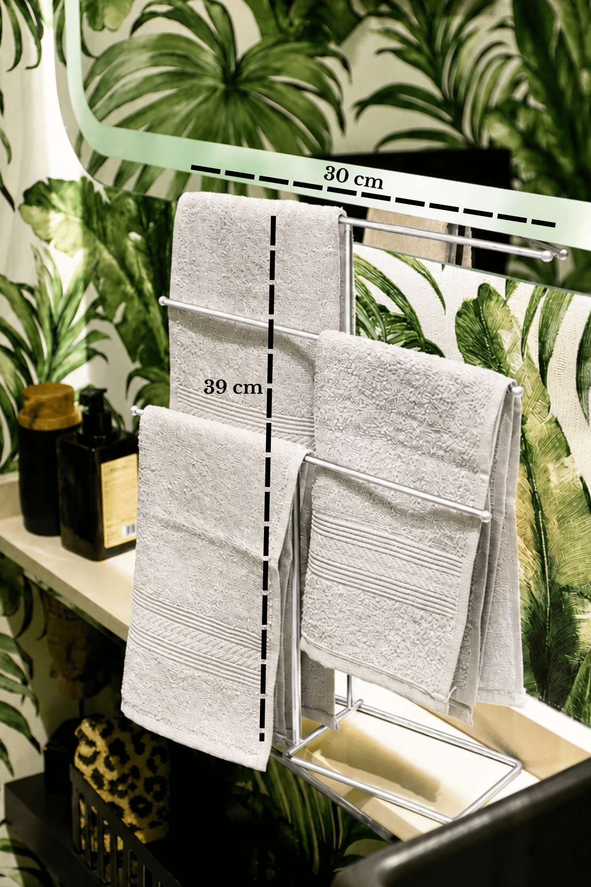 Parlak Silver 6 Kollu T Havluluk Tezgah Üstü Havlu Askılığı Banyo Mutfak Organizer Paslanmaz Metal