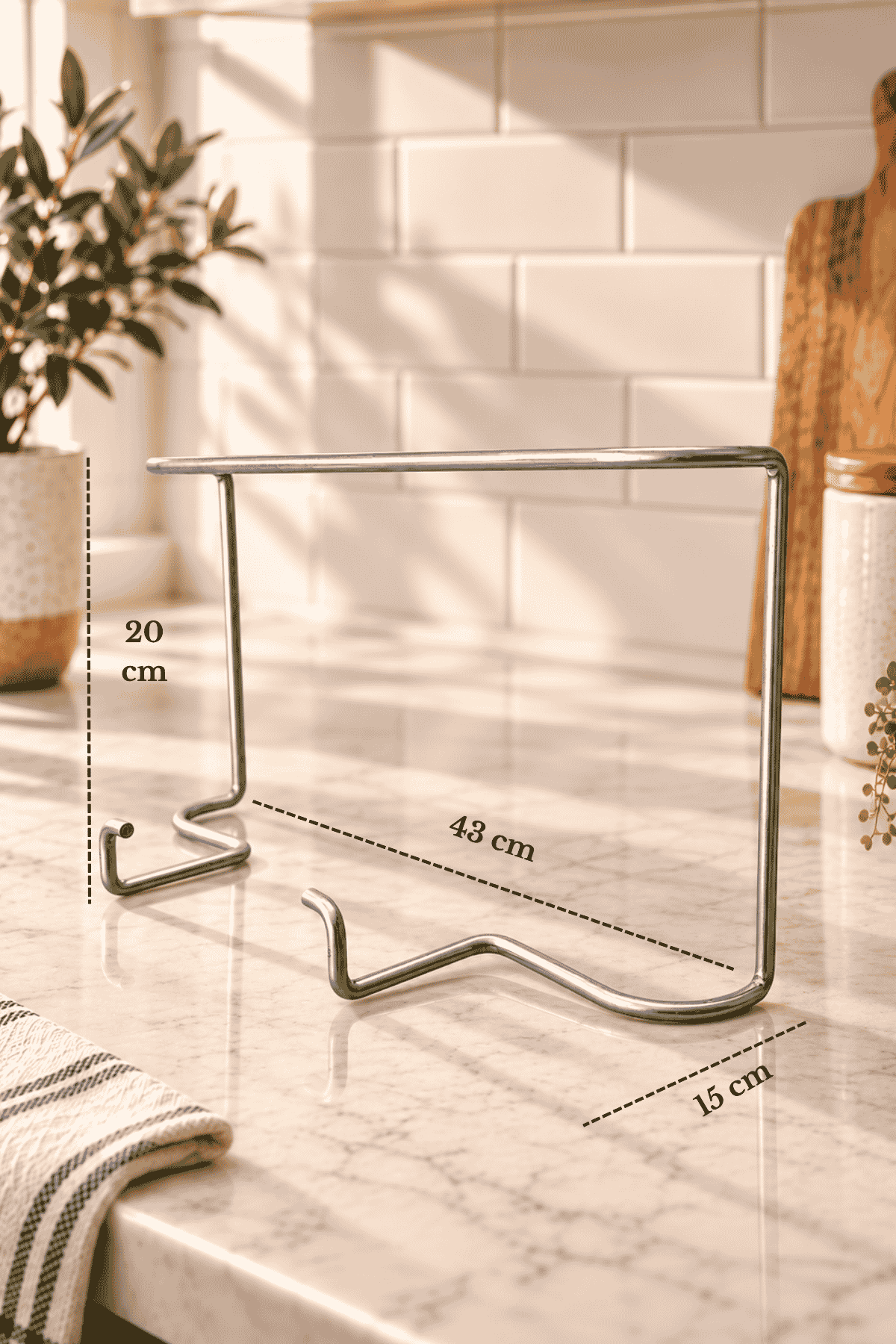 Parlak Silver Metal Tepsi Standı Tezgah Üstü Tepsi Düzenleyici ve Tepsi Tutucu Stand