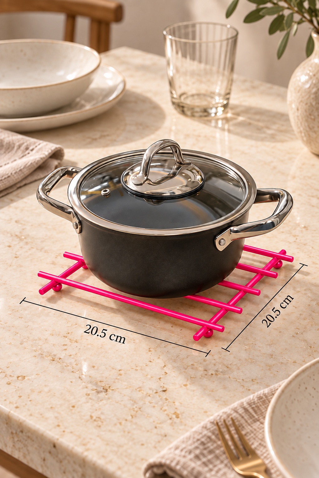Pink Flame-Resistant Trivet Pot Holder Countertop Mat Stainless Metal
