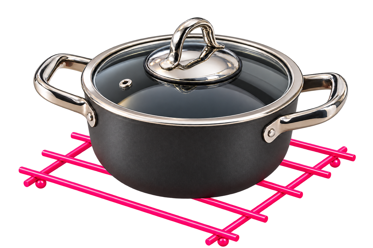 Pink Flame-Resistant Trivet Pot Holder Countertop Mat Stainless Metal