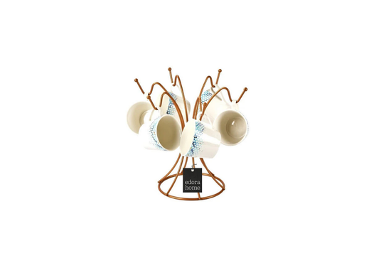 Paslanmaz rose bardak askısı – 6 kancalı kupa ve fincan düzenleyici