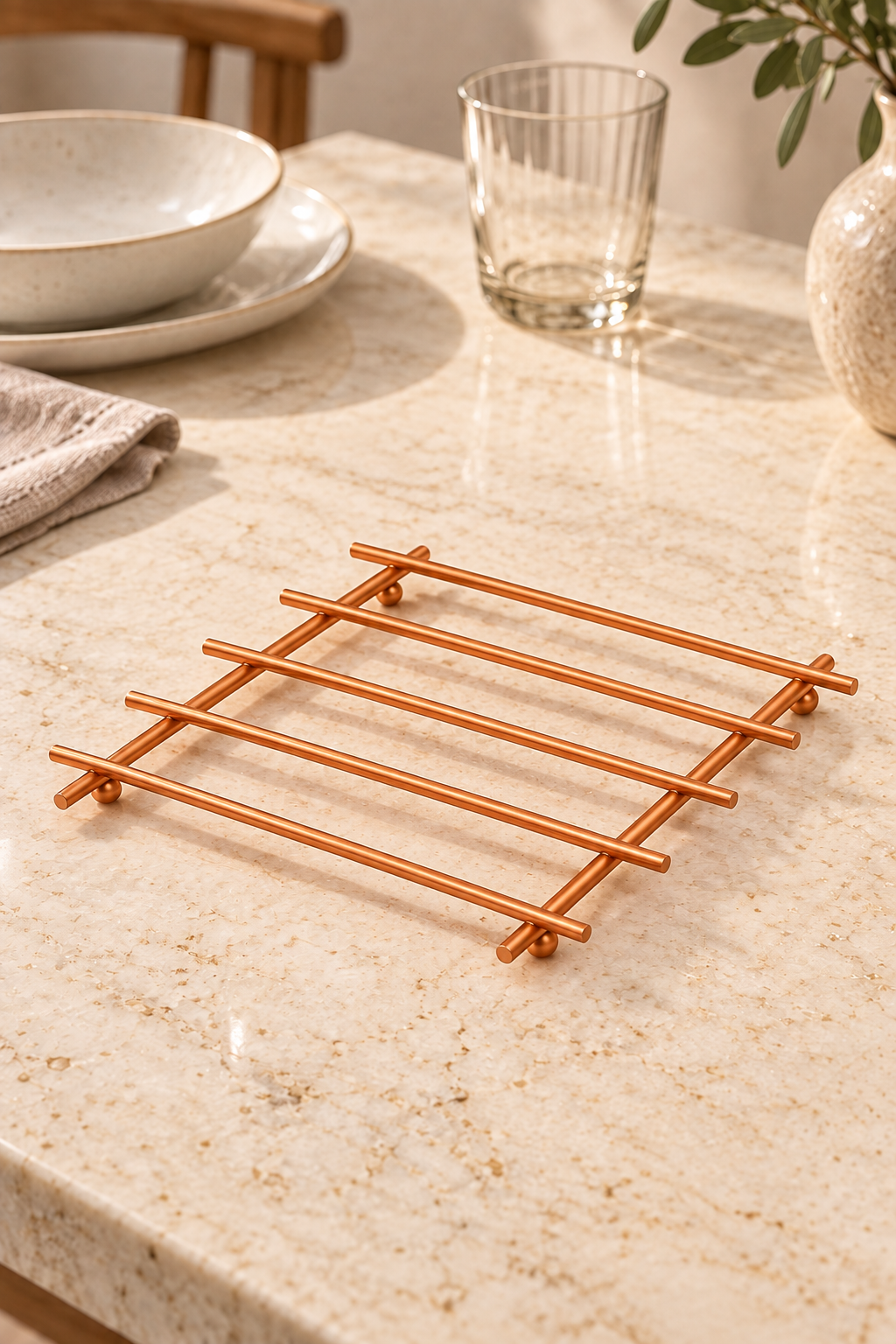 Rose Non-Flammable Trivet Pot Holder Countertop Mat Stainless Metal