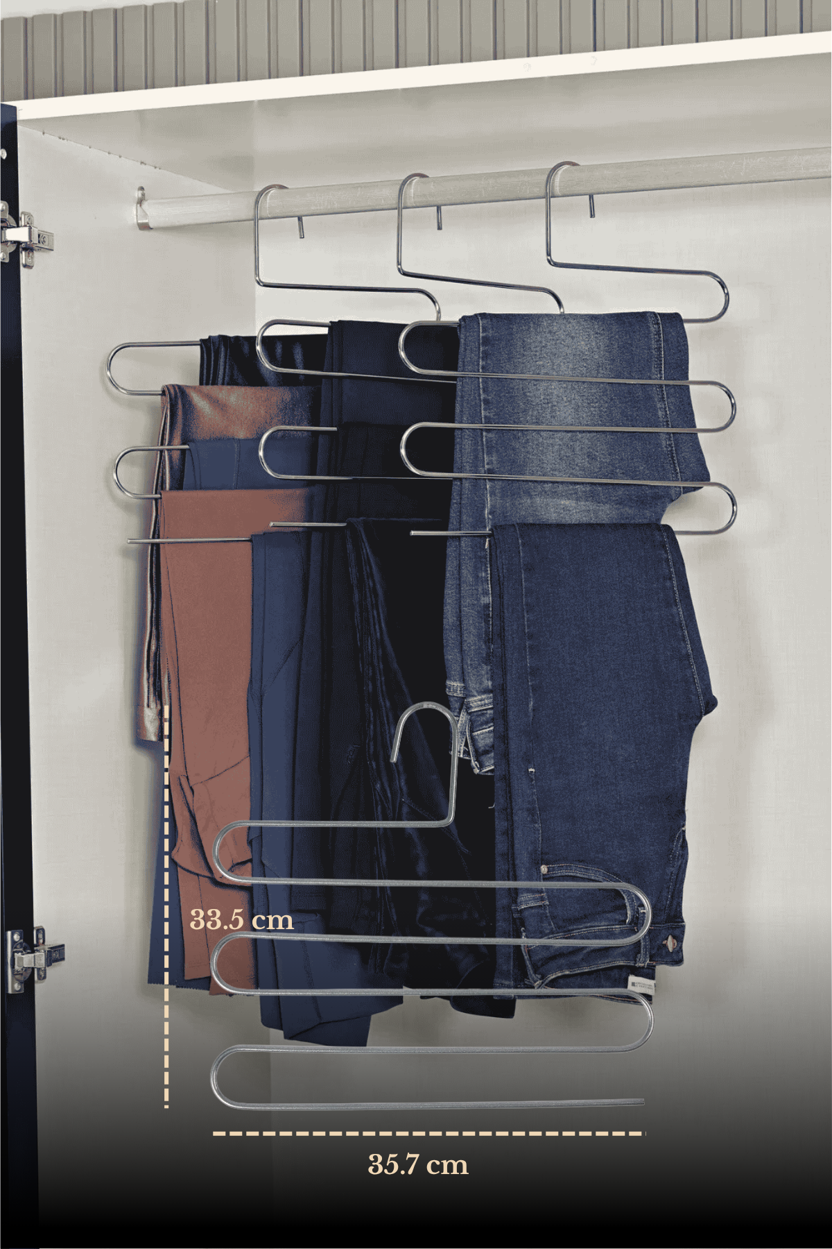 10 Pack Shiny Silver 5-Tier Pants Hanger Wardrobe Clothes Scarf Hanger Stainless Metal