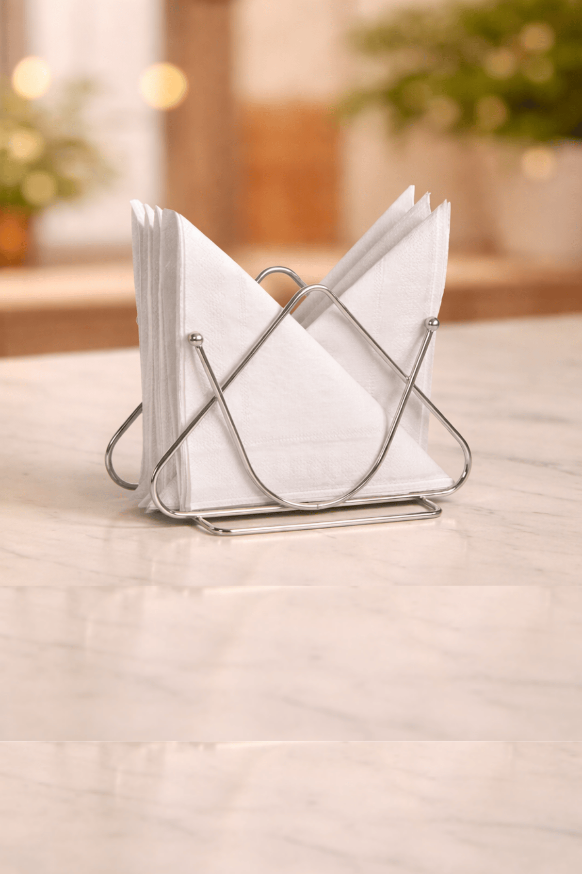 Silver Renk Dekoratif masaüstü şık Peçetelik, Cafe & Restoran & Otel pratik kullanım amaçlı peçete standı