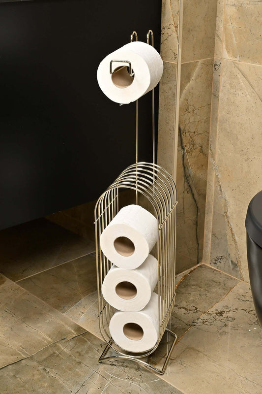 Silver renkli metal WC kağıtlık dispenser – yedek rulo hazneli modern banyo aksesuarı