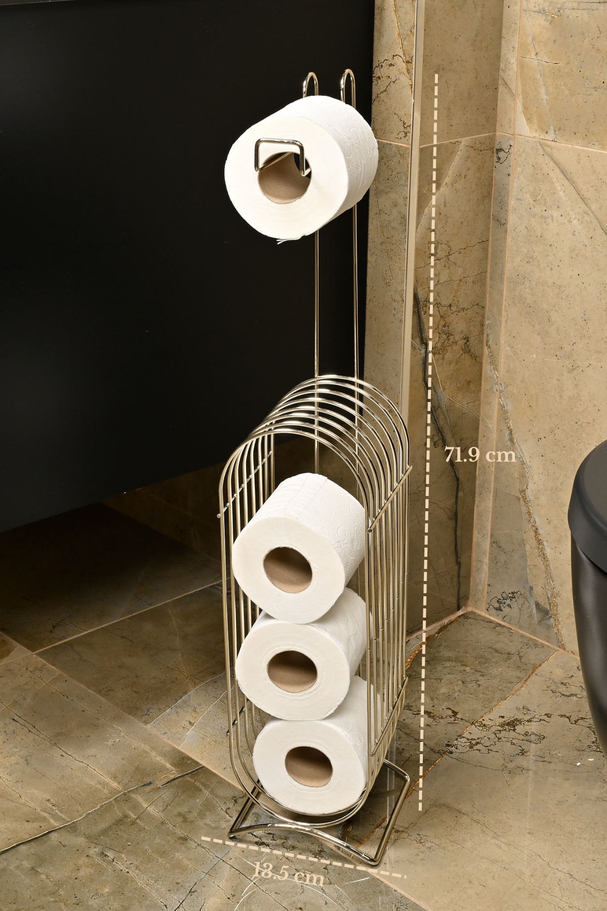 Parlak Silver Yedekli WC Tuvalet Kağıtlığı Rulo Standı Banyo Organizer Dispenser Paslanmaz Metal