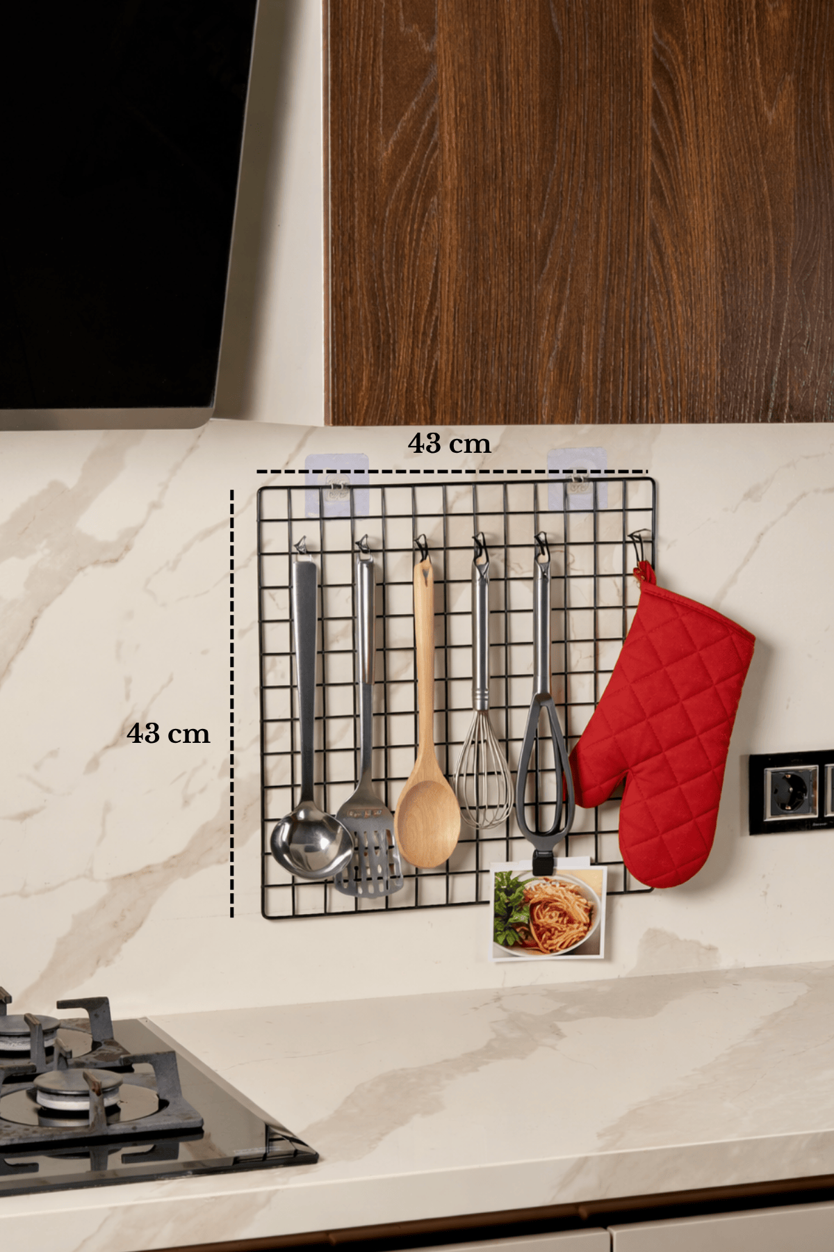 Black Kitchen Organizer Board 43x43 cm with Adhesive Gift