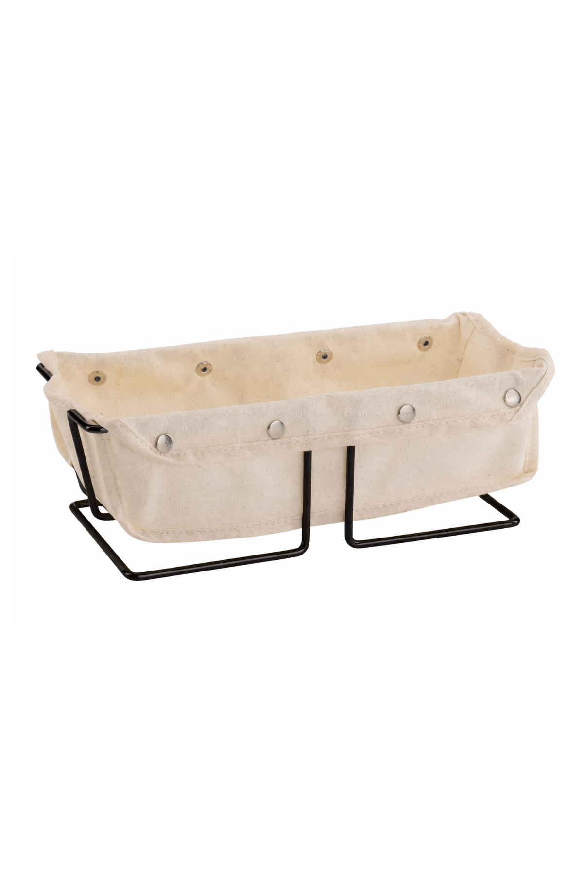 Black Rectangular Bread Basket Bread Bin Serving Basket Multi-Purpose Stainless Metal with Canvas Fabric