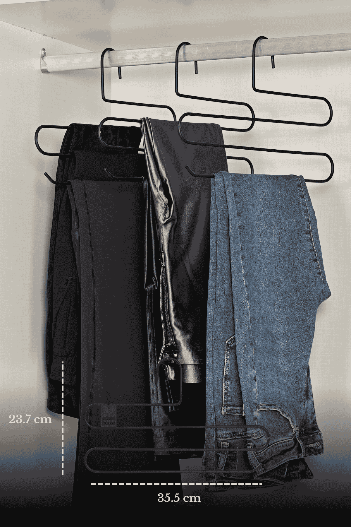 Siyah 3 Katlı Pantolon Askılığı Dolap İçi Elbise Şal Eşarp Askılık Paslanmaz Metal